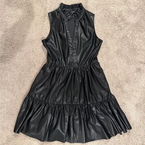 Fate Black Faux Leather Mini Dress